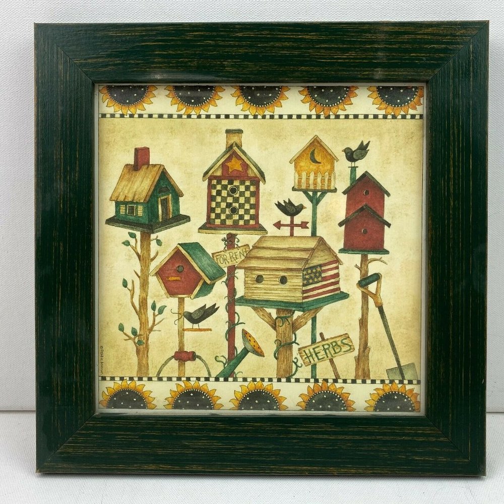 Debbie Mumm Birdhouse Sunflowers Framed Print Hanging Wall Decor